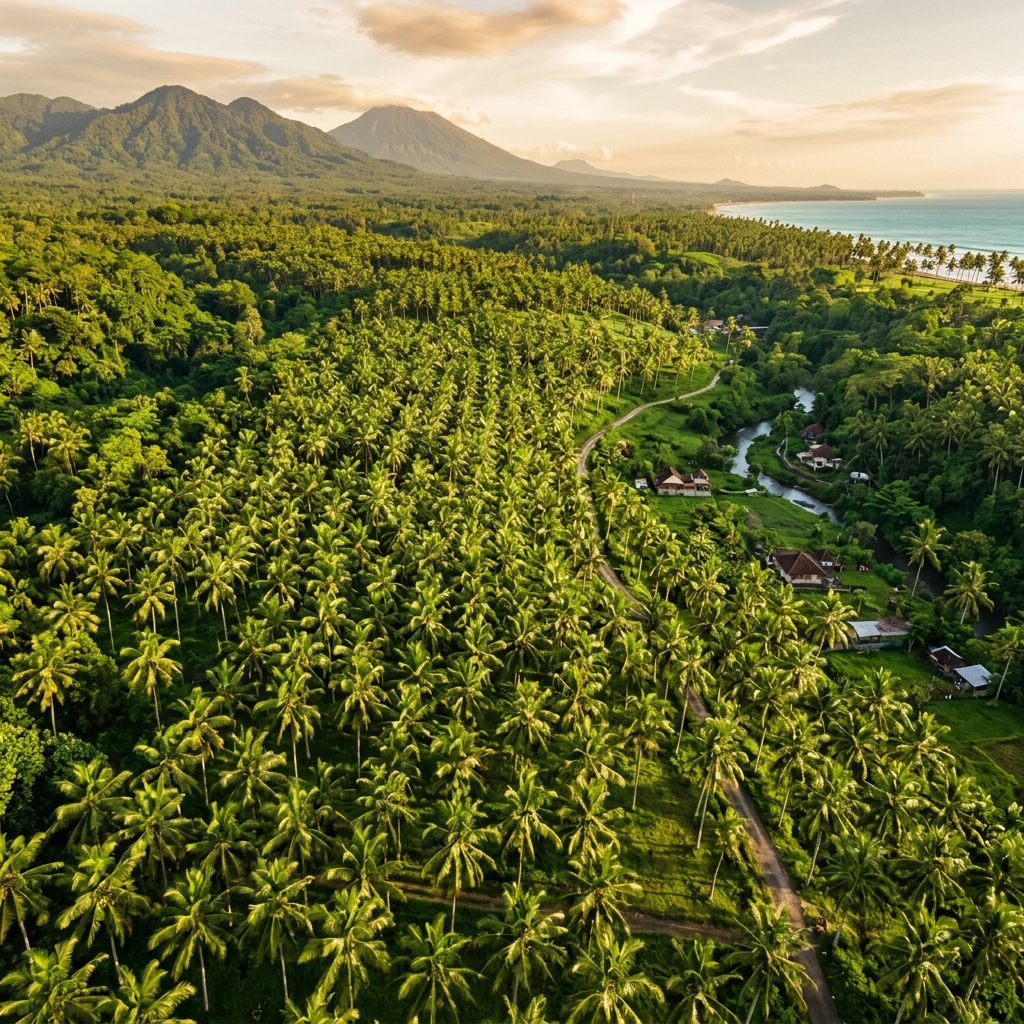 Indonesian coconut plantation